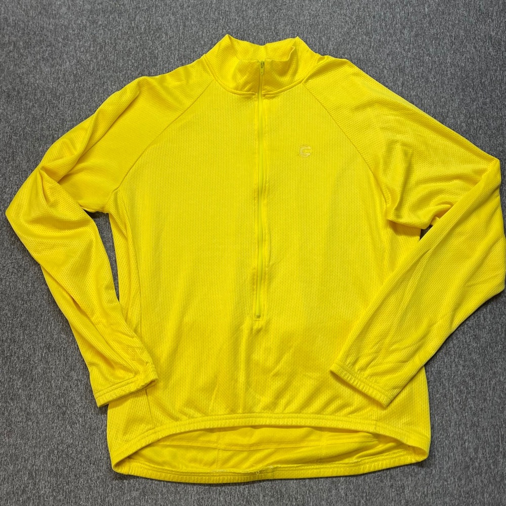 Vtg Cannondale Mens Yellow Long Sleeve Cycling Jersey Half Zip Made in USA Large
